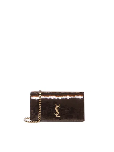 Saint Laurent Mini Kate 99 Shoulder Bag In Brown