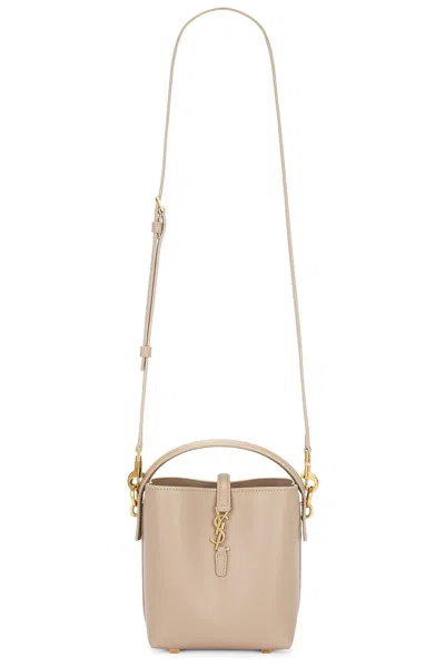 Saint Laurent Mini Le 37 Bucket Bag In Dark Beige