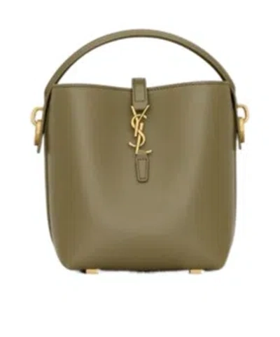 Saint Laurent Mini Le 37 Bucket Bag In Gray