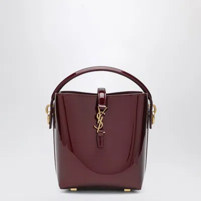 Saint Laurent Mini Le 37 Bucket Bag In Burgundy Patent Leather