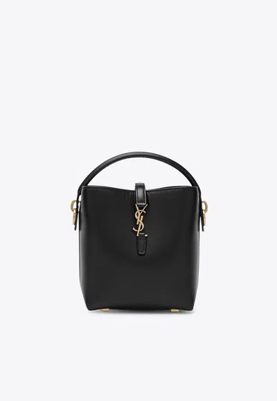Saint Laurent Mini Le 37 Calf Leather Bucket Bag In Black