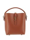 Saint Laurent Mini Le 37 Logo-plaque Bucket Bag In Brown
