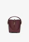 Saint Laurent Mini Le 37 Patent Leather Bucket Bag In Burgundy