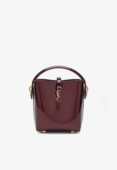 Saint Laurent Mini Le 37 Patent Leather Bucket Bag In Burgundy