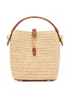 Saint Laurent Mini Le 37 Raffia Bucket Bag In Neutral