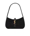 Saint Laurent Mini Le 5 À 7 In Raffia In Black