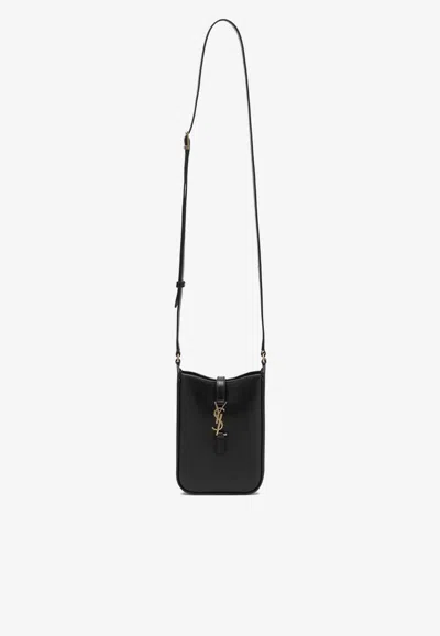 Saint Laurent Mini Le 5 À 7 Leather Shoulder Bag In Black