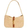 Saint Laurent Le 5 A 7 Mini Ysl Shoulder Bag In Raffia In Natural/brick