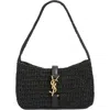 Saint Laurent Mini Le 5 À 7 Raffia Shoulder Bag In Black