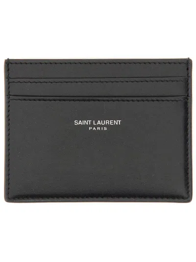 Saint Laurent Mini Leather Card Case, 10 Cm X 7.5 Cm X 0.5 Cm In Black