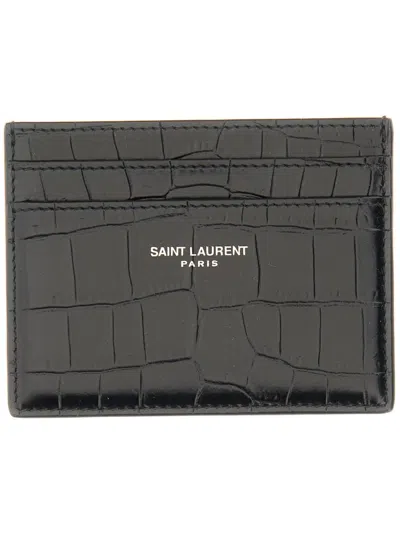 Saint Laurent Mini Leather Card Case 10 X 8 X 0.5 Cm In Black