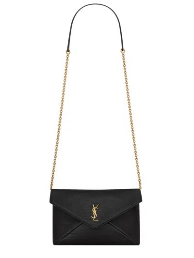 Saint Laurent Mini Leather Card Case, 12 Cm X 19 Cm X 3 Cm In Nero