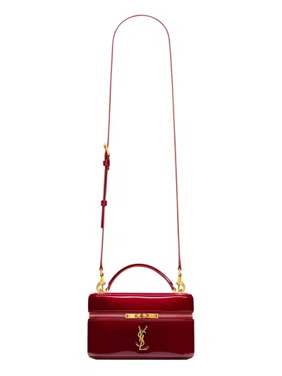 Saint Laurent Mini Leather Card Case Bag With Zip Closure In Red