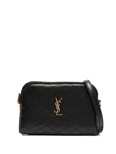 Saint Laurent Mini Leather Crossbody Bag With Adjustable Strap - Height 13 Cm, Width 18 Cm In Black
