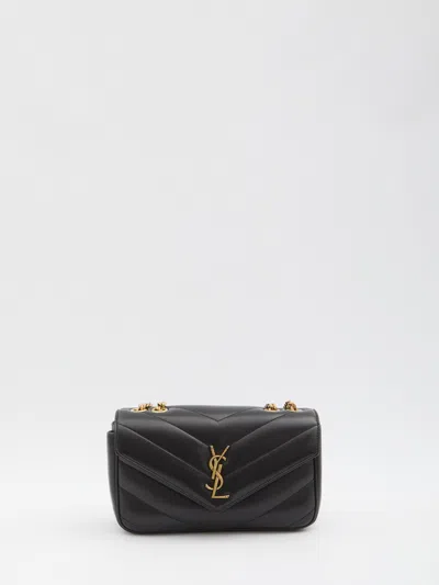 Saint Laurent Mini Leather Crossbody Handbag In Black