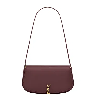 Saint Laurent Mini Leather Flap Shoulder Bag In Burgundy