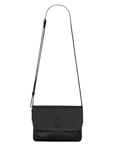 Saint Laurent Mini Leather Messenger Bag For Men In Black