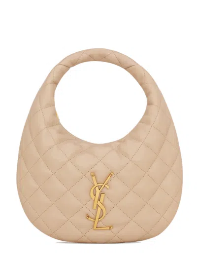 Saint Laurent Mini Leather Top Handle Bag - 17-26 X 13 X 3 Cm In Sand