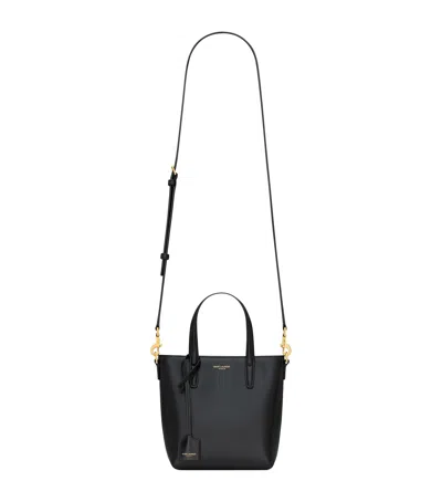 Saint Laurent Mini Leather Tote Bag In Black