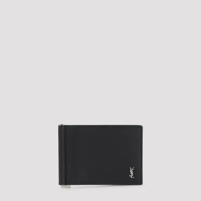 Saint Laurent Mini Leather Wallet In Black