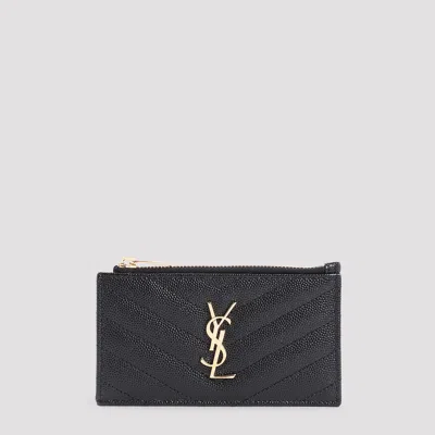 Saint Laurent Mini Leather Wallet In Black