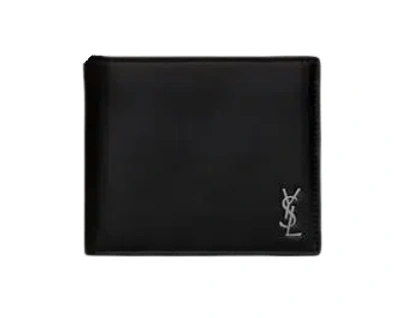 Saint Laurent Mini Leather Wallet For Men In Black
