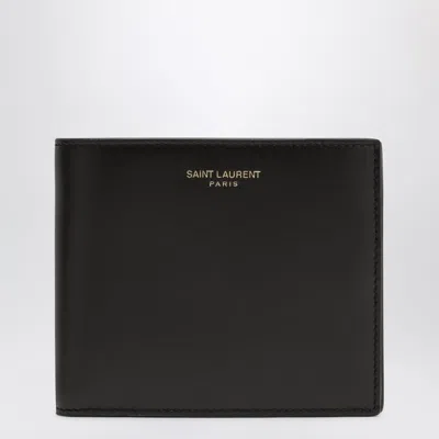 Saint Laurent Mini Leather Wallet In East/west Design In Black