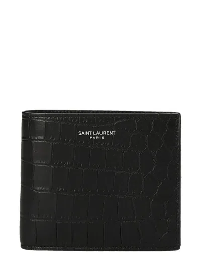 Saint Laurent Mini Leather Wallet With Eight Card Slots In Black