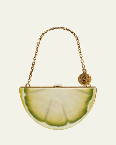 Saint Laurent Mini Lemon Wedge Resin Clutch Bag In Yellow