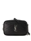 Saint Laurent Mini Lou Chevron Logo Shoulder Bag In Black