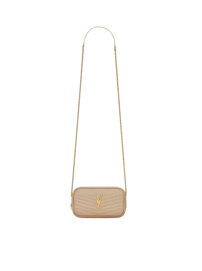 Saint Laurent Mini Lou In Quilted Leather In Brown
