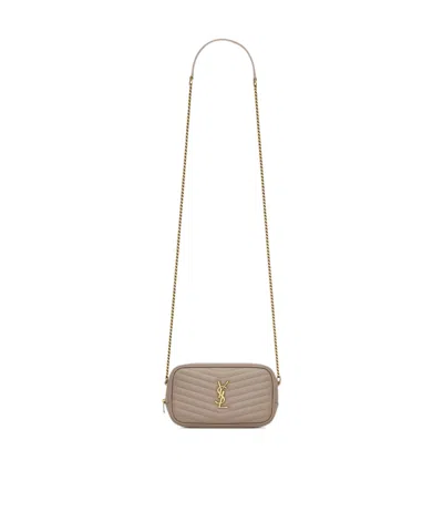 Saint Laurent Mini Lou Leather Crossbody Bag In Nude