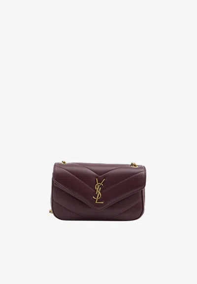 Saint Laurent Mini Lou Lou Quilted Leather Crossbody Bag In Burgundy