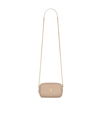 Saint Laurent Mini Lou Quilted Bag In Nude
