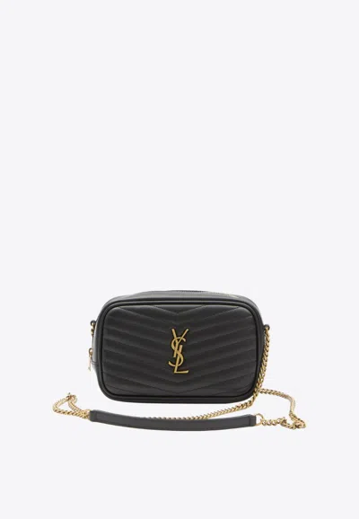 Saint Laurent Lou Mini Ysl Camera Bag In Smooth Quilted Leather In Black