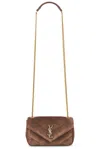 Saint Laurent Brown Suede Mini Loulou Crossbody Bag In Brown