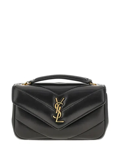Saint Laurent Mini Loulou Lambskin Shoulder Bag In Black