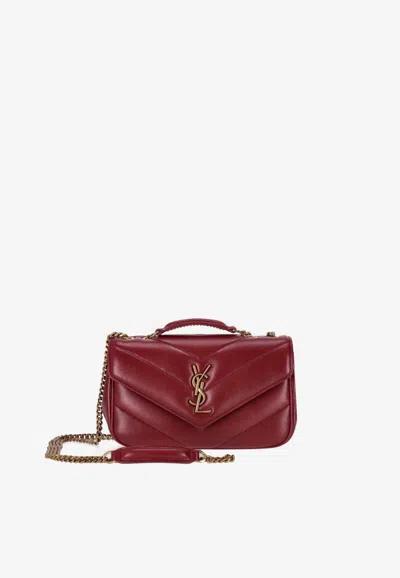 Saint Laurent Mini Loulou Leather Shoulder Bag In Red