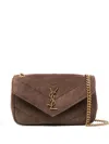 Saint Laurent Mini Loulou Logo-patch Cross Body Bag In Brown