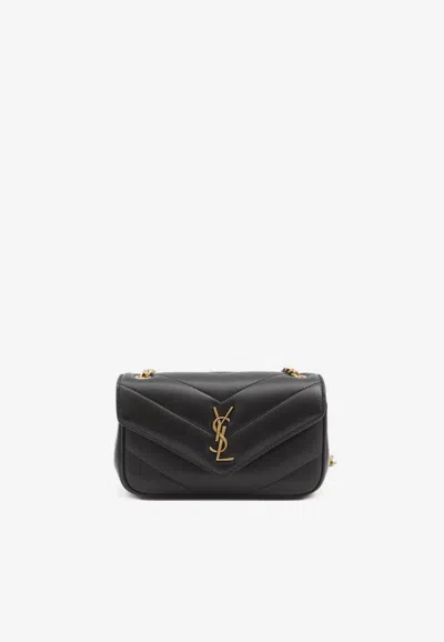 Saint Laurent Mini Loulou Quilted Leather Crossbody Bag In Black