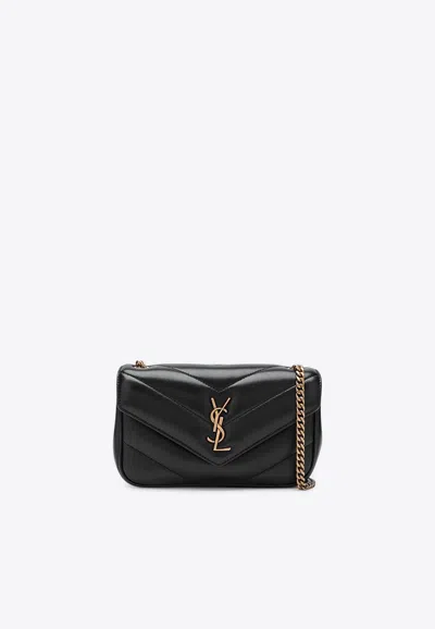 Saint Laurent Mini Loulou Quilted Leather Crossbody Bag In Black