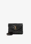 Saint Laurent Mini Loulou Quilted Leather Crossbody Bag In Black