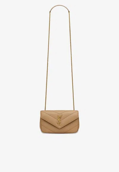 Saint Laurent Mini Loulou Shoulder Bag In Sand