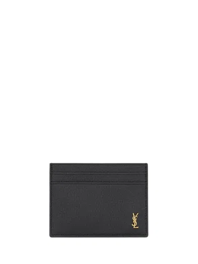 Saint Laurent Mini Luxury Leather Wallet For Men In Black