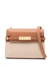 Saint Laurent Manhattan Leather And Canvas Shoulder Bag In Brown