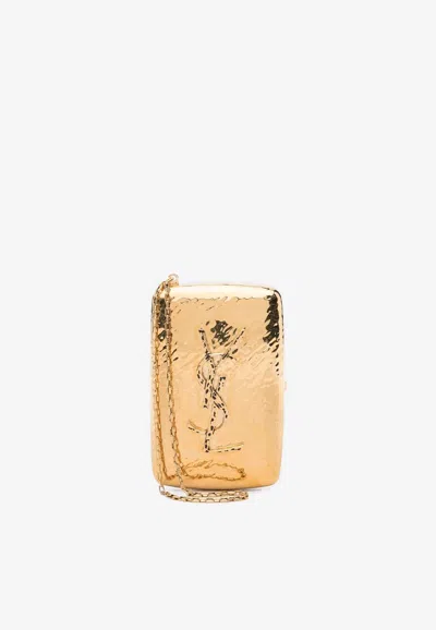 Saint Laurent Mini Minaudiere Clutch Bag In Gold