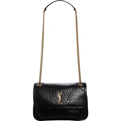 Saint Laurent Mini Niki Leather Shoulder Bag In Black