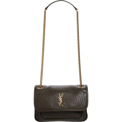 Saint Laurent Mini Niki Leather Shoulder Bag In Brown