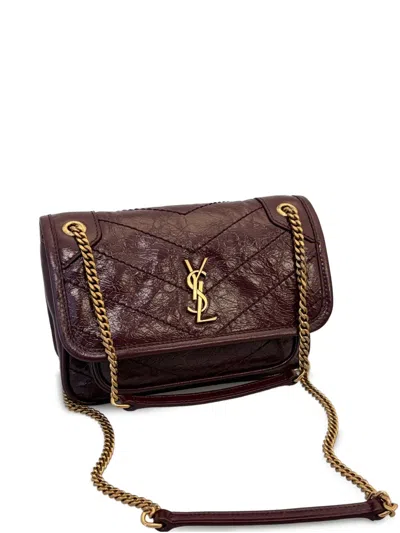 Saint Laurent Mini Niki Leather Shoulder Bag In Red