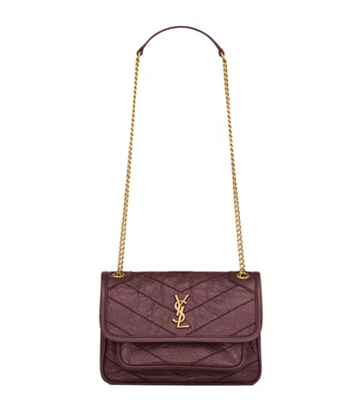 Saint Laurent Mini Niki Shoulder Bag In Burgundy